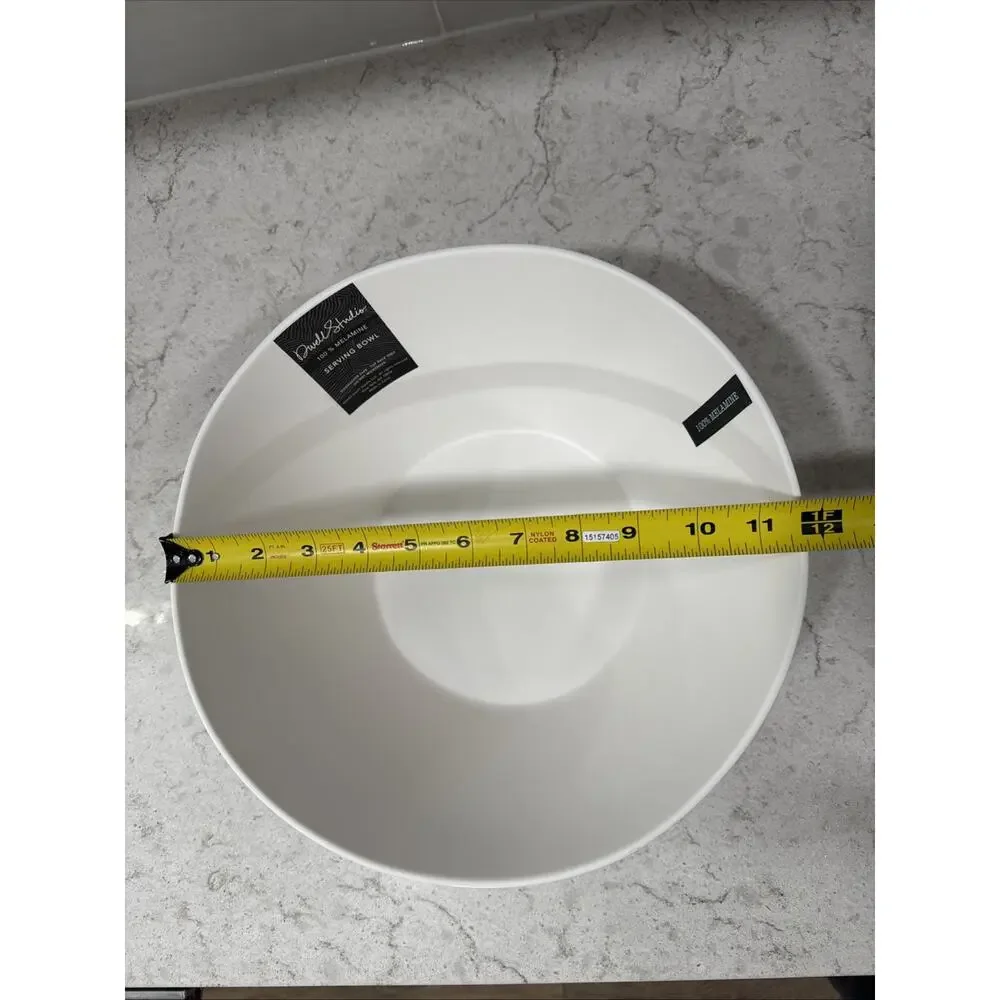 12 x 5” DWELL STUDIO Chip Salad SERVING BOWL Matte White Melamine